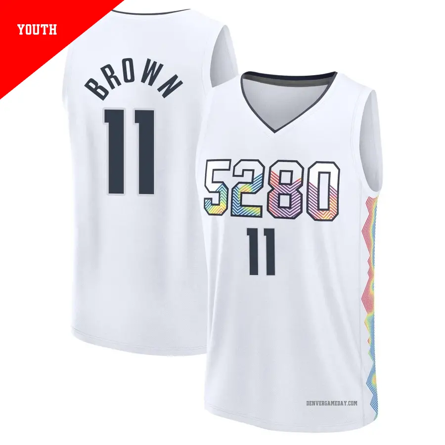 ＃11 Youth Bruce Brown Denver Nuggets 2024/25 Fast Break White City Edition Jersey