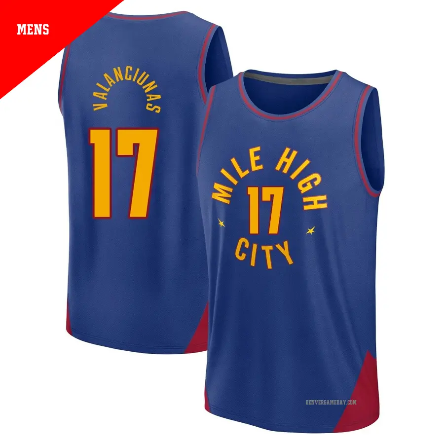 ＃17 Men's Jonas Valanciunas Denver Nuggets 2024/25 Fast Break Blue Statement Edition Jersey