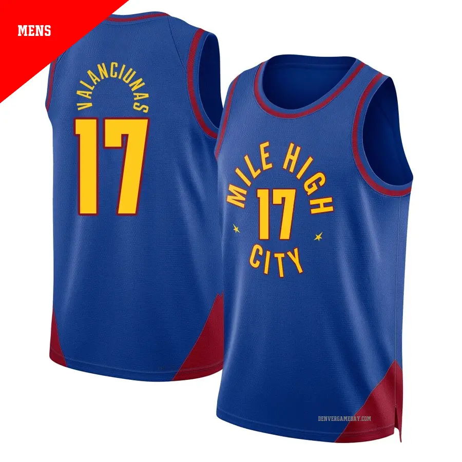 ＃17 Men's Jonas Valanciunas Denver Nuggets 2024/25 Swingman Blue Statement Edition Jersey