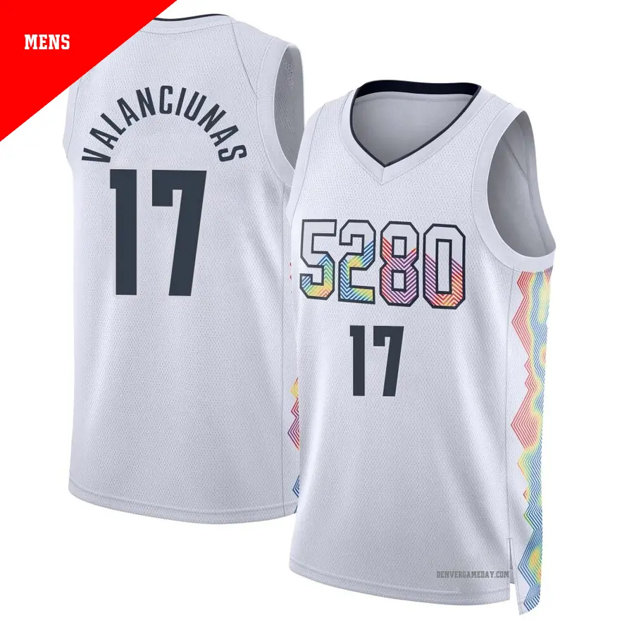 ＃17 Men's Jonas Valanciunas Denver Nuggets 2024/25 Swingman White City Edition Jersey