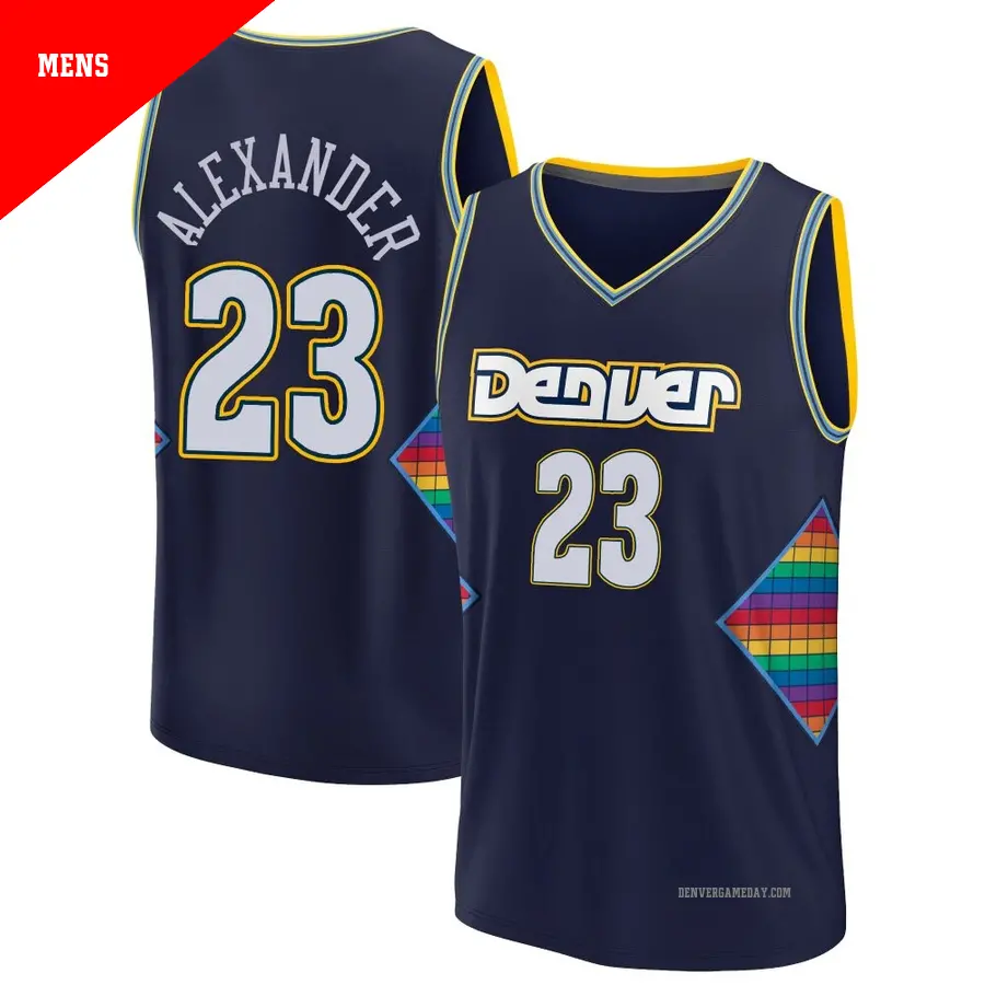 ＃23 Men's Trey Alexander Denver Nuggets 2021/22 Fast Break Navy Replica City Edition Jersey