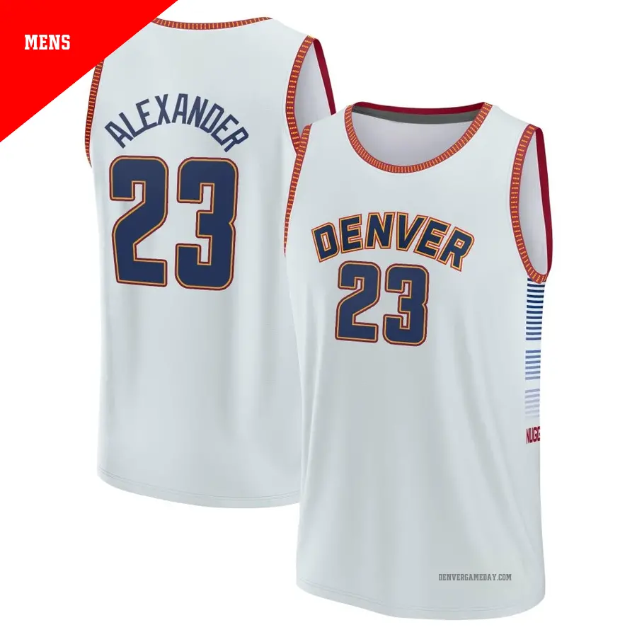 ＃23 Men's Trey Alexander Denver Nuggets 2022/23 Fast Break Silver City Edition Jersey