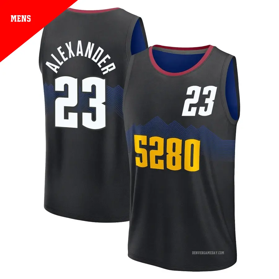 ＃23 Men's Trey Alexander Denver Nuggets 2023/24 Fast Break Black City Edition Jersey