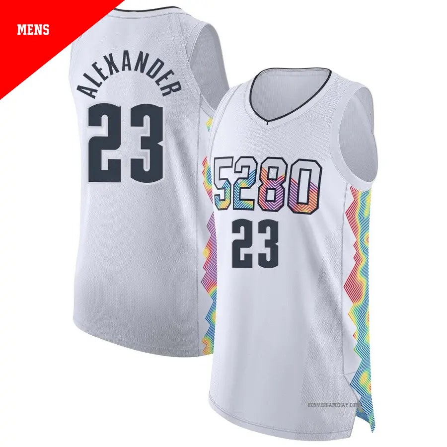 ＃23 Men's Trey Alexander Denver Nuggets 2024/25 Authentic White City Edition Jersey
