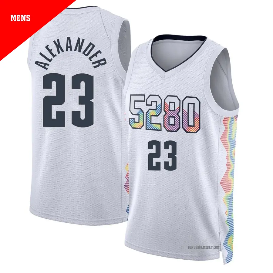 ＃23 Men's Trey Alexander Denver Nuggets 2024/25 Swingman White City Edition Jersey