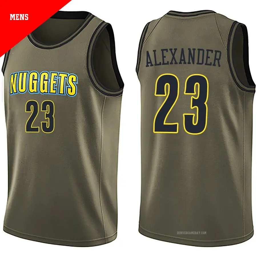 ＃23 Men's Trey Alexander Denver Nuggets Green Swingman Salute to Service Jersey