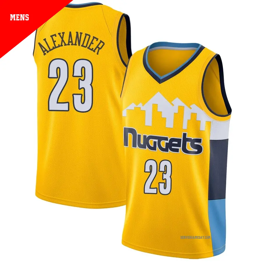＃23 Men's Trey Alexander Denver Nuggets Yellow Swingman JerseyStatement Edition