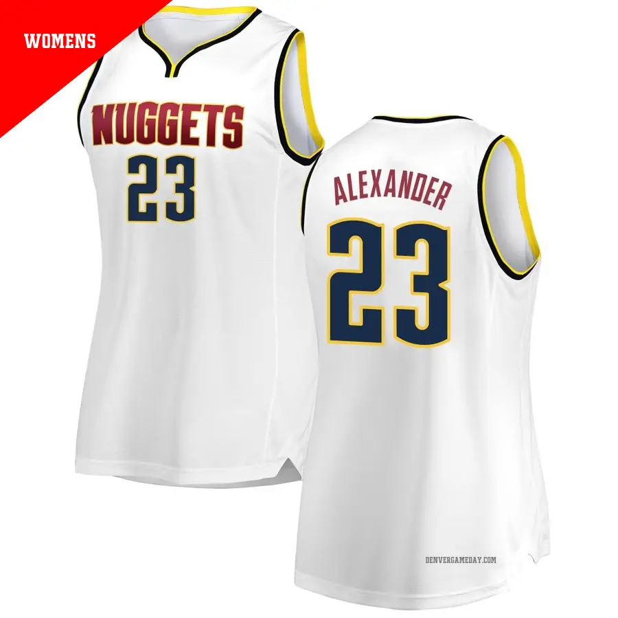 ＃23 Women's Trey Alexander Denver Nuggets 2018/19 Fast Break White JerseyAssociation Edition