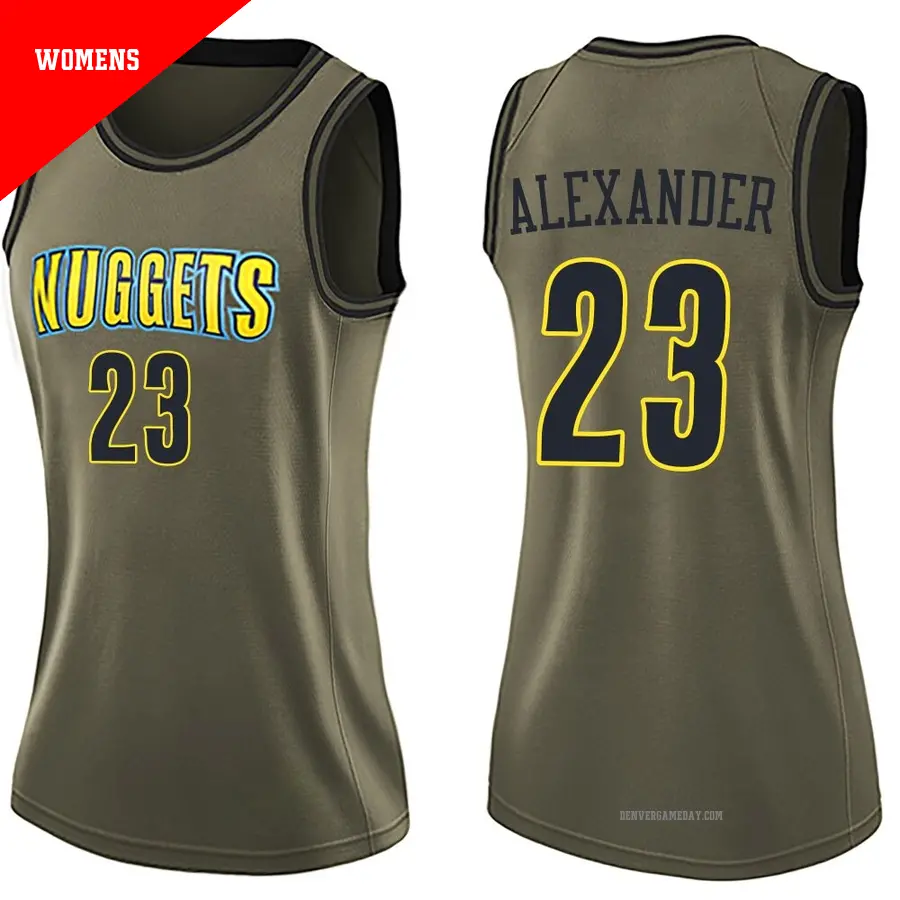 ＃23 Women's Trey Alexander Denver Nuggets Green Swingman Salute to Service Jersey