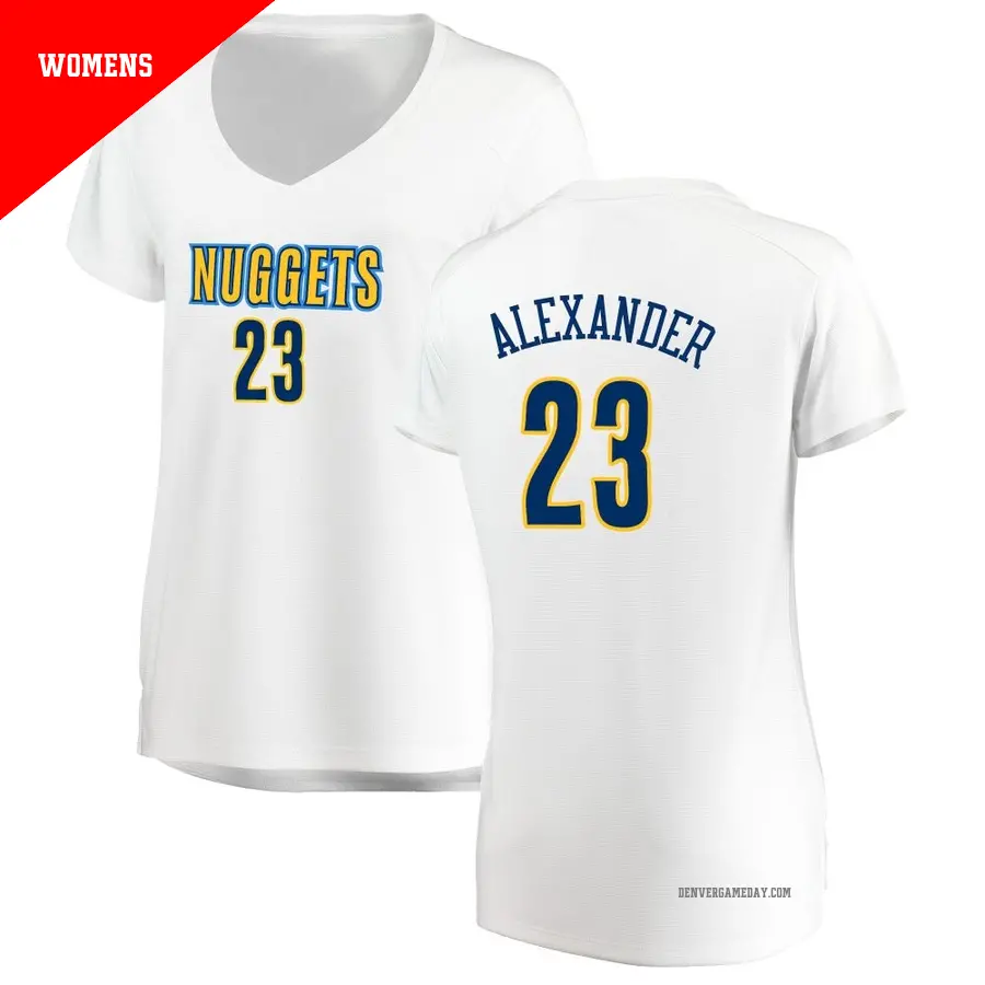 ＃23 Women's Trey Alexander Denver Nuggets White Fast Break JerseyAssociation Edition