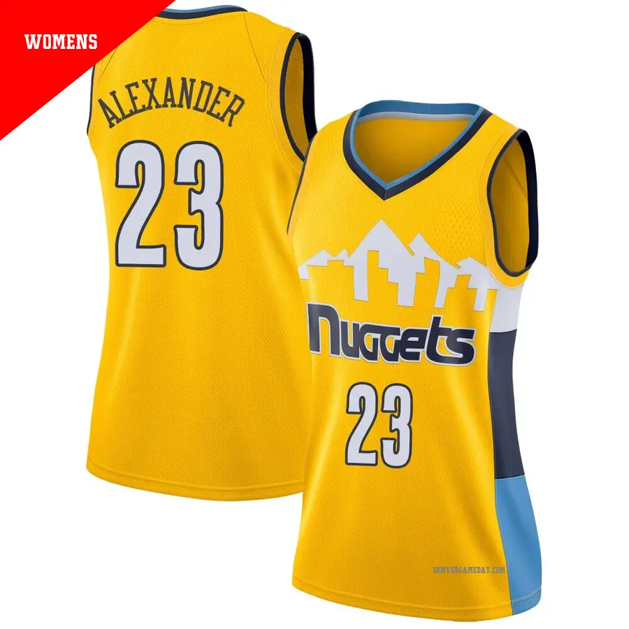＃23 Women's Trey Alexander Denver Nuggets Yellow Swingman JerseyStatement Edition
