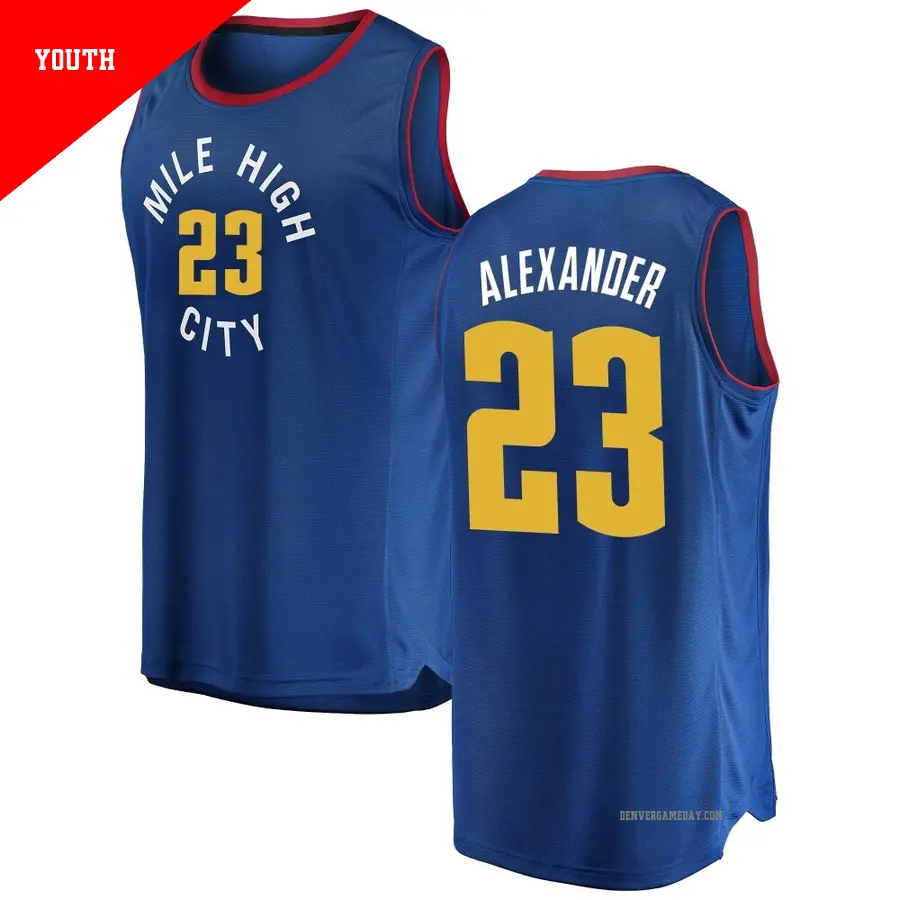 ＃23 Youth Trey Alexander Denver Nuggets 2018/19 Fast Break Blue JerseyStatement Edition