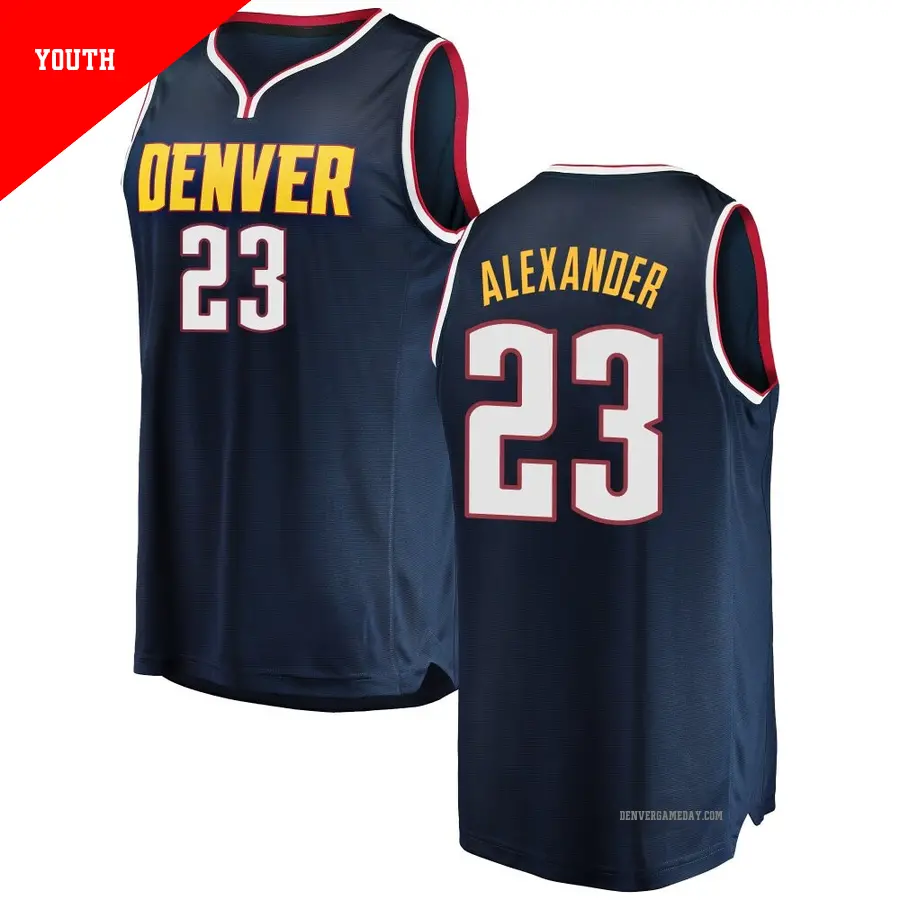 ＃23 Youth Trey Alexander Denver Nuggets 2018/19 Fast Break Navy JerseyIcon Edition