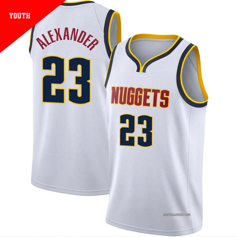 ＃23 Youth Trey Alexander Denver Nuggets 2020/21 Swingman White JerseyAssociation Edition