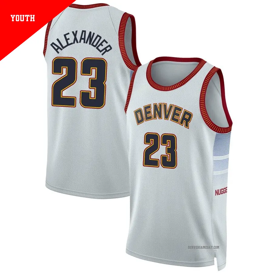 ＃23 Youth Trey Alexander Denver Nuggets 2022/23 Swingman Silver City Edition Jersey