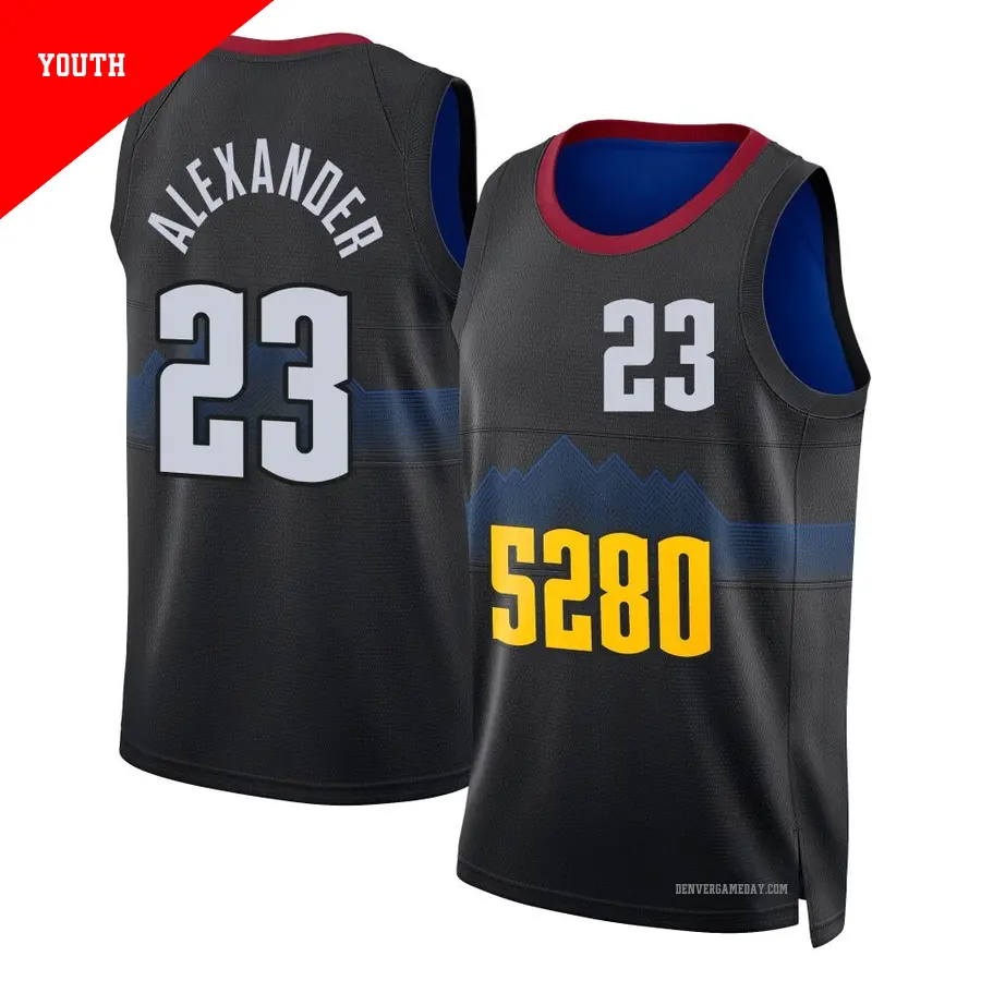 ＃23 Youth Trey Alexander Denver Nuggets 2023/24 Swingman Black City Edition Jersey