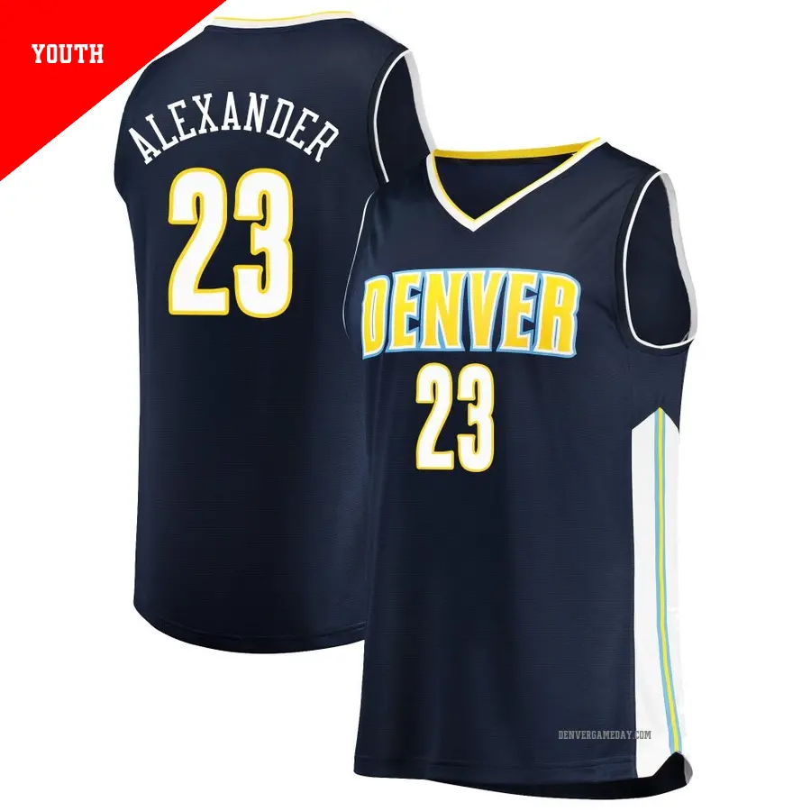 ＃23 Youth Trey Alexander Denver Nuggets Navy Fast Break JerseyIcon Edition