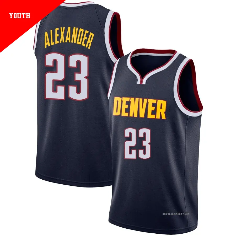 ＃23 Youth Trey Alexander Denver Nuggets Navy Swingman JerseyIcon Edition