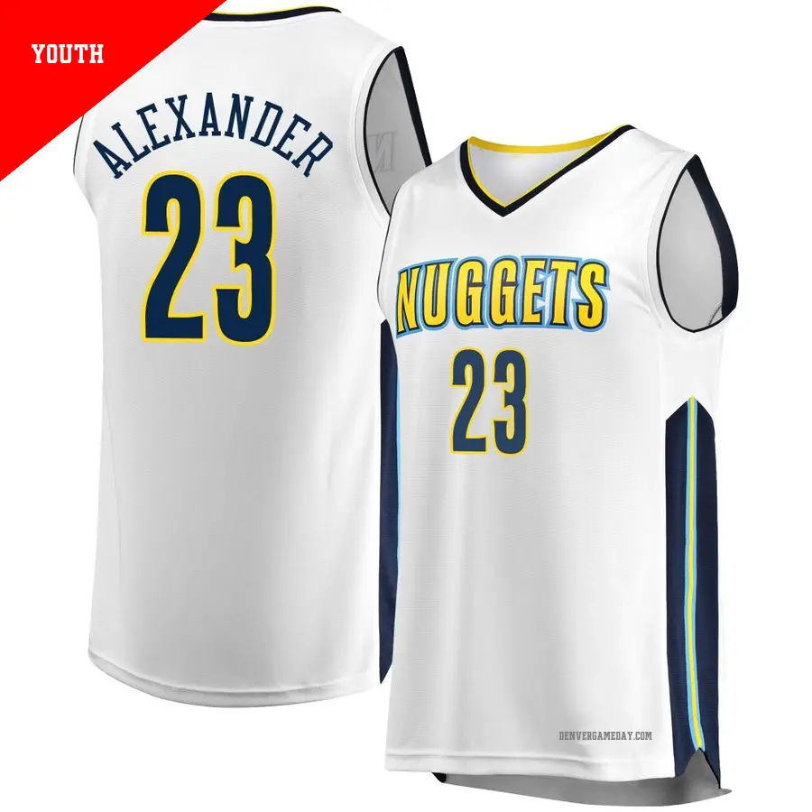 ＃23 Youth Trey Alexander Denver Nuggets White Fast Break JerseyAssociation Edition