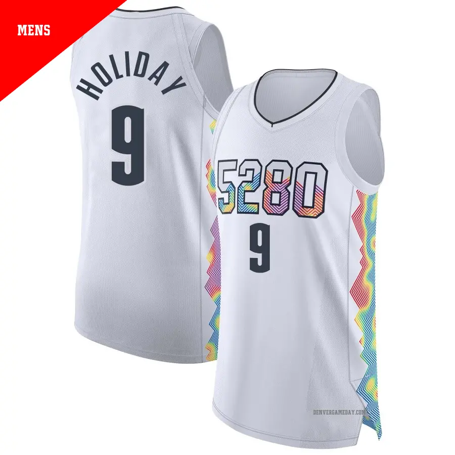 ＃9 Men's Justin Holiday Denver Nuggets 2024/25 Authentic White City Edition Jersey