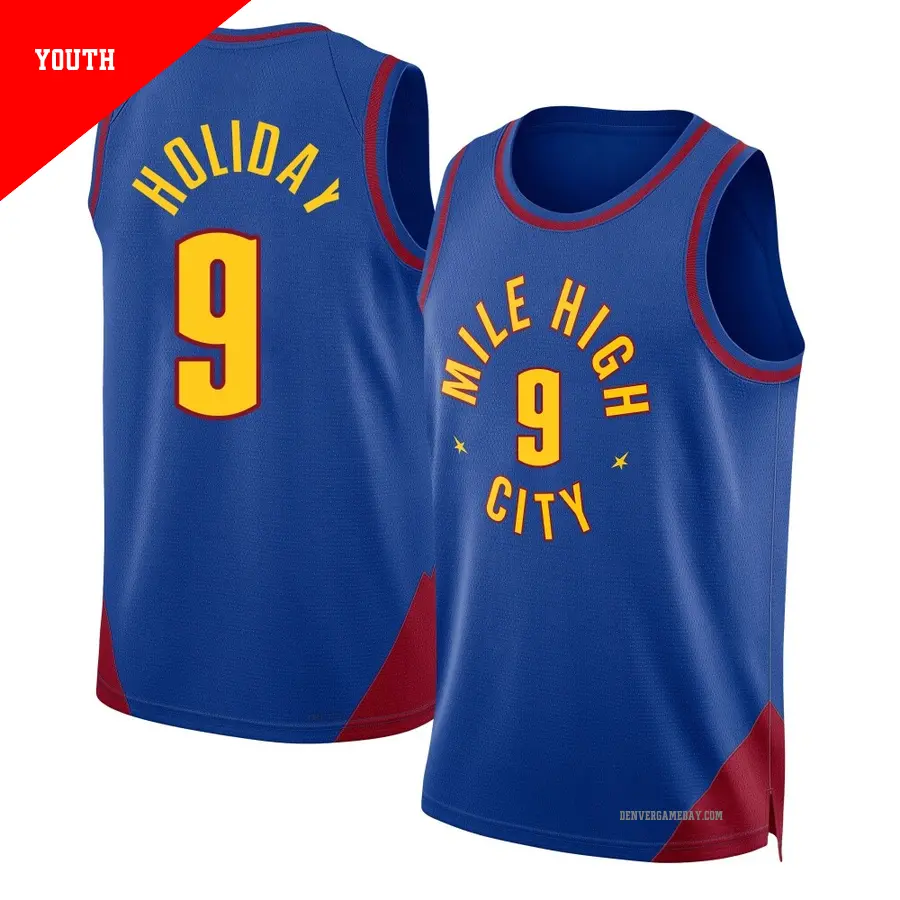＃9 Youth Justin Holiday Denver Nuggets 2024/25 Swingman Blue Statement Edition Jersey