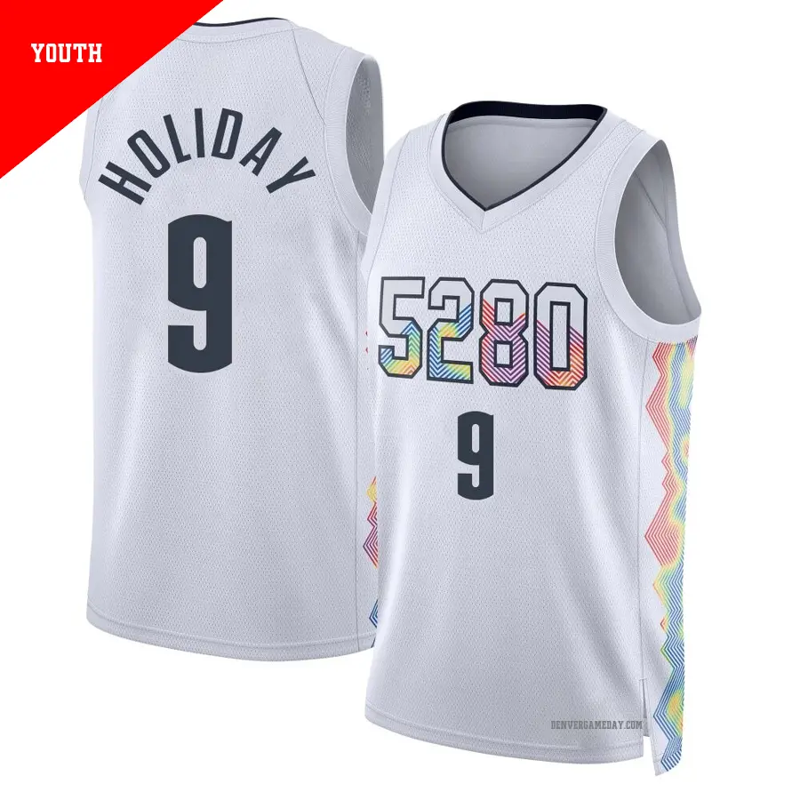 ＃9 Youth Justin Holiday Denver Nuggets 2024/25 Swingman White City Edition Jersey